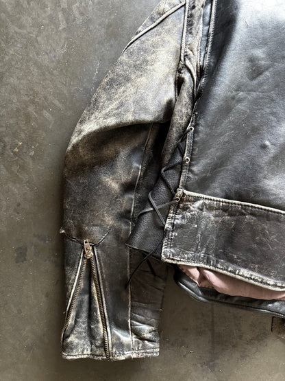 50’s Thrashed Safety Pin Biker Leather Jacket