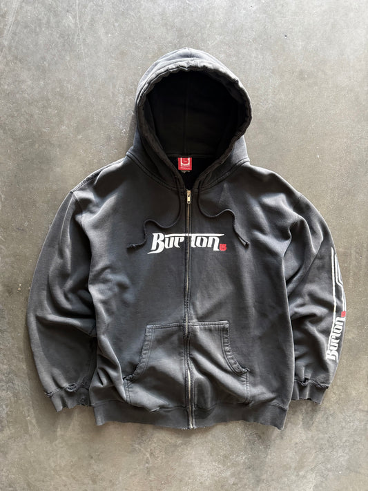 2000’s Distressed Burton Snowboards Zip Up Hooded Sweatshirt